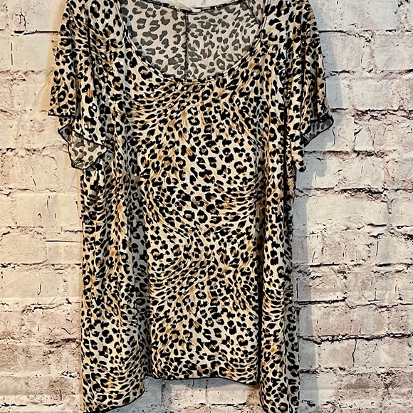 Brittany Black Black and Brown A symmetrical Animal Print Top (C-9) - Picture 1 of 6